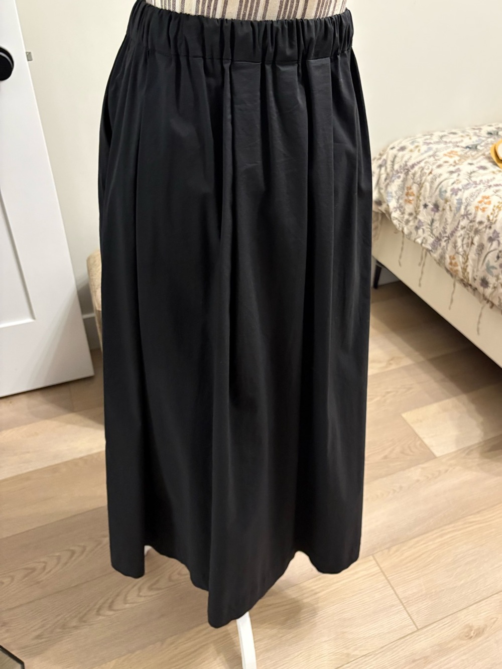 Unaya Women’s Classic Black Elastic-Waist Maxi Skirt sz XS cotton blend
